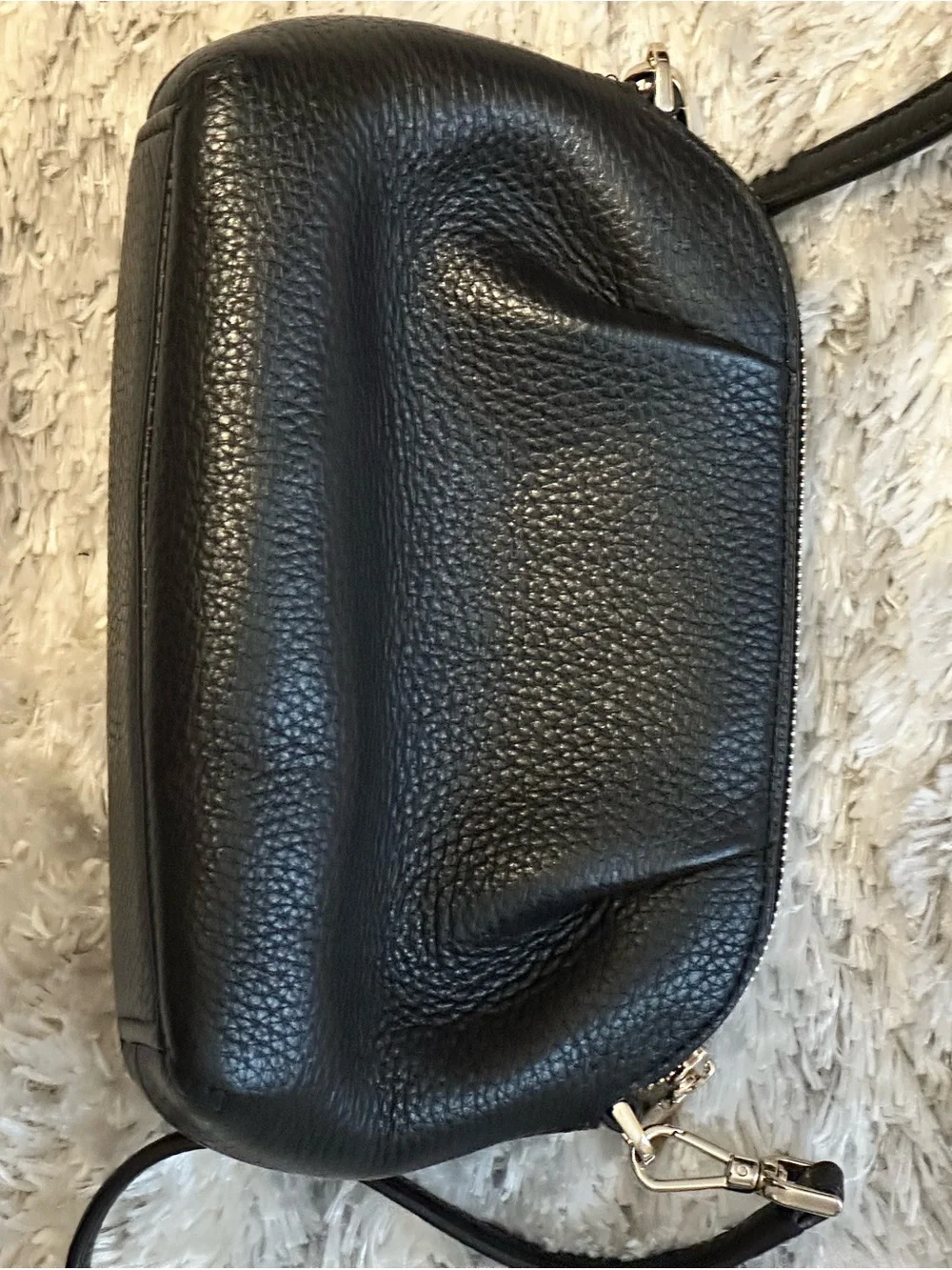 kate spade Black Pebbled Leather Camera Crossbody with Gold Logo